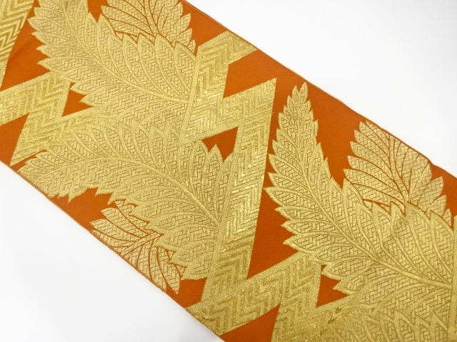 JAPANESE KIMONO / ANTIQUE FUKURO OBI / SILK / WOVEN GEOMETRIC